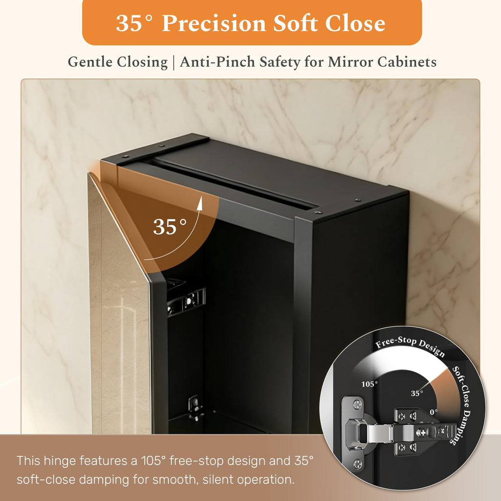 Spliceable Modular Bathroom Medicine Cabinet with Soft Close Doors with Glass on Both Sides, Reversible Wall Mounted