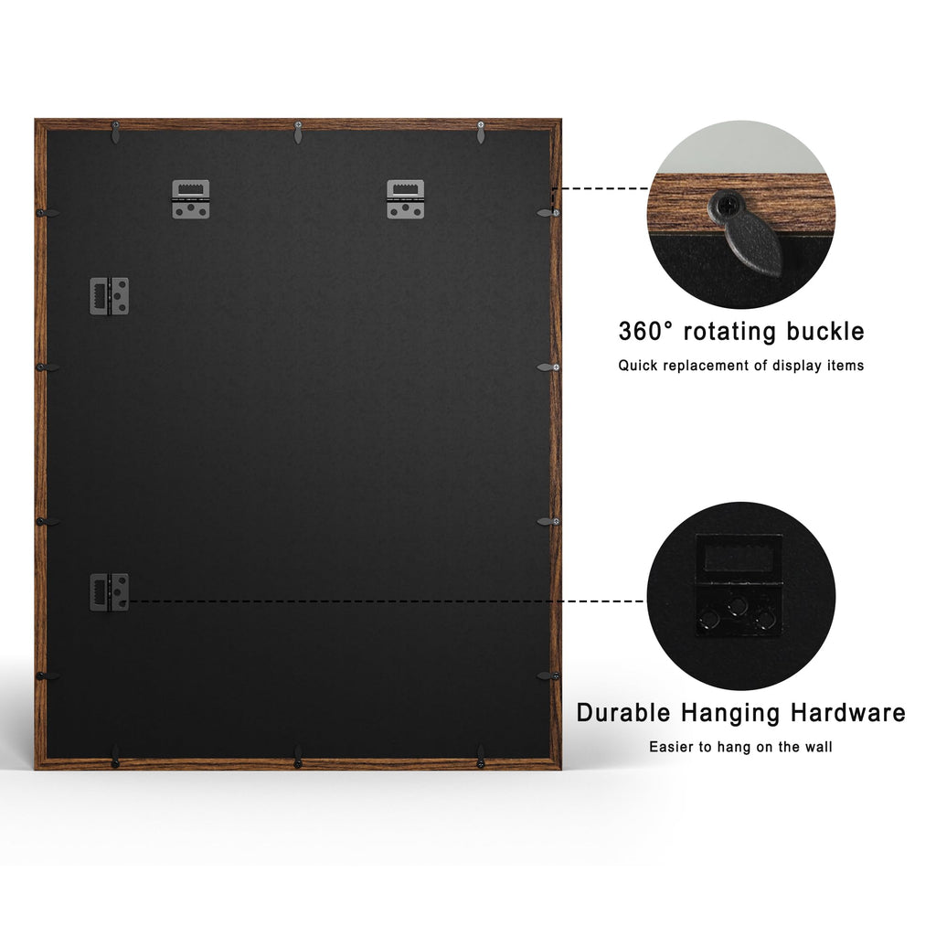 16x20 Large Shadow Box Picture Frame with Soft Linen Back, Brown Wooden Jersey Frame Memory Display Case with