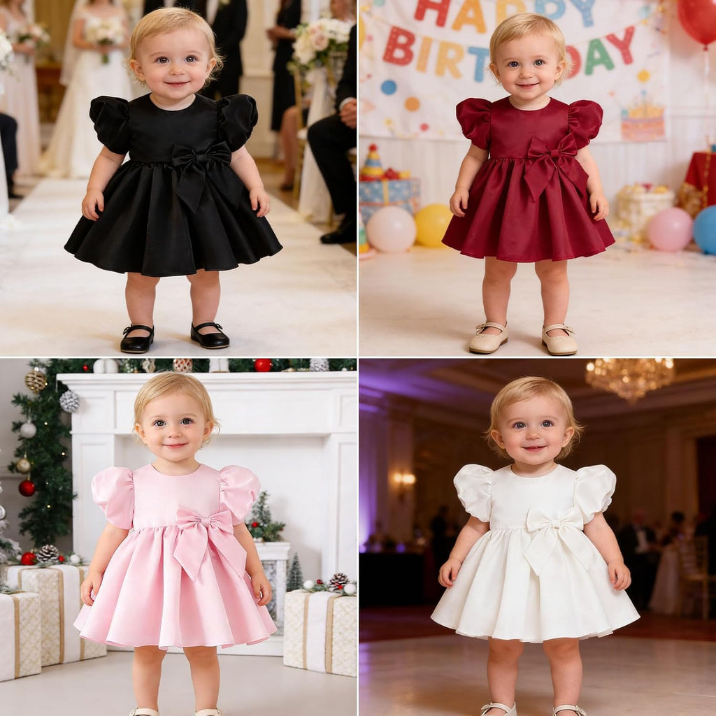 Baby Girls Black Satin Formal Dress
