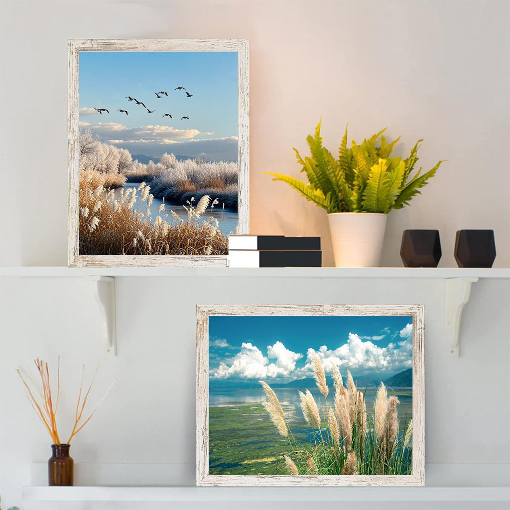 18x24 Poster Frame for Wall Hanging, Engineered Wood Picture Frames for 18 x 24 Picture, Distressed White, 1 Pack