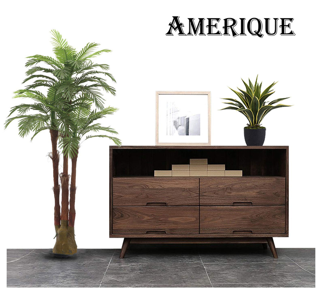 Pair Gorgeous 6 Feet Triple Tropical Palm Artificial Plant Tree with Standable Trunk, Real Touch Technology, with UV