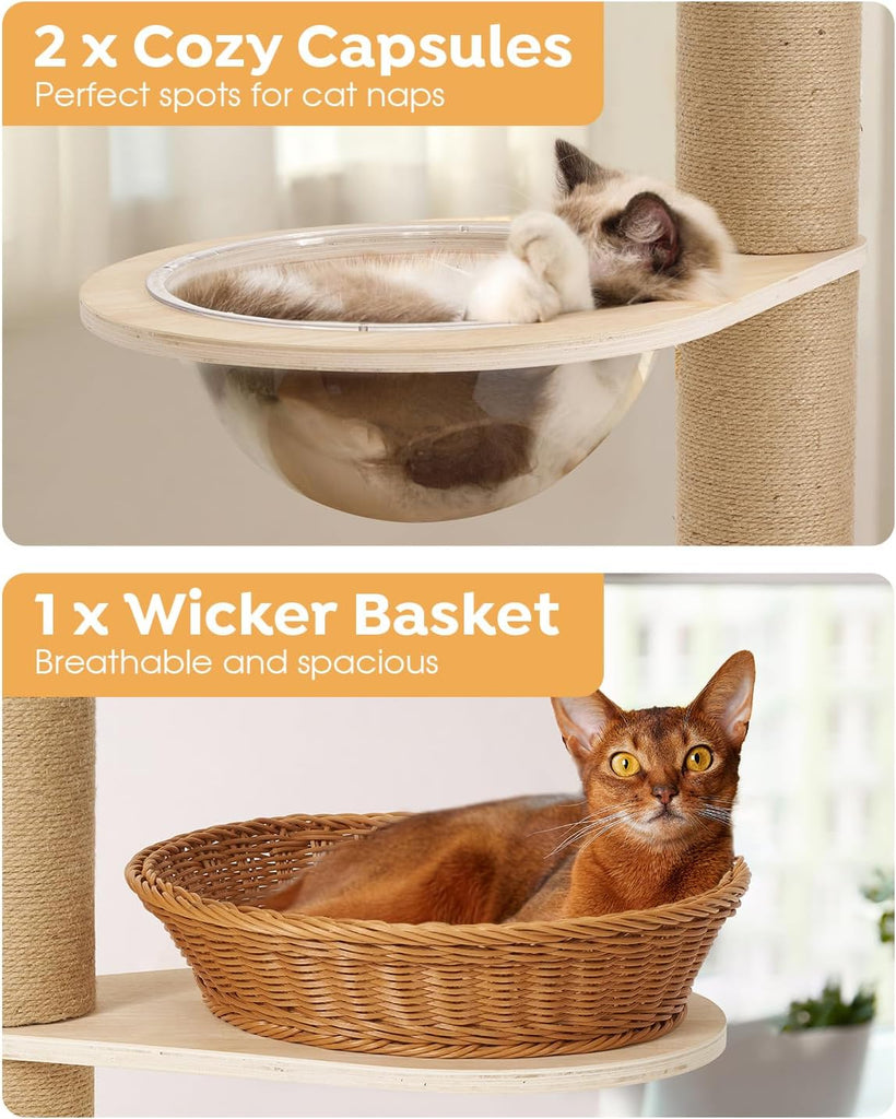 Floor to Ceiling Cat Tree, 102-122" Adjustable Tall Tension Cat Tower
