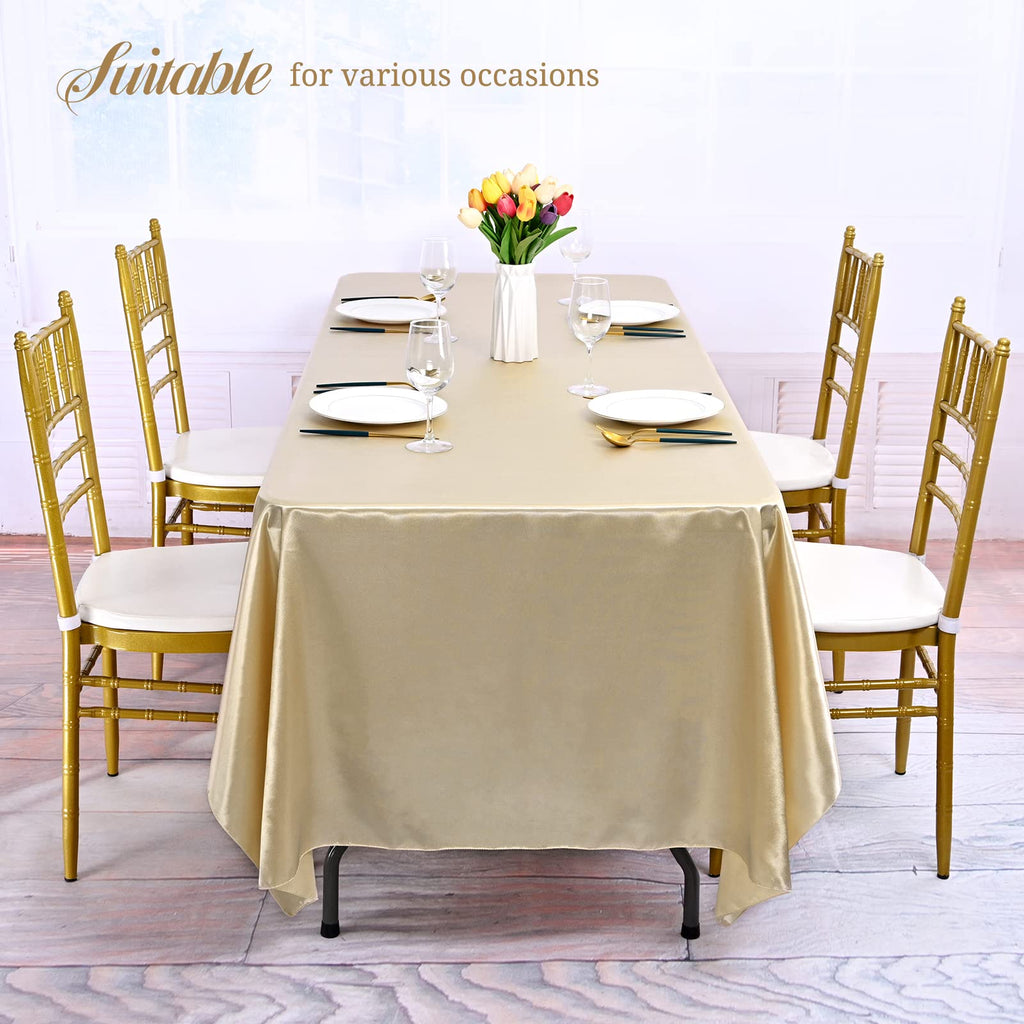 12 Pack Champagne Satin Tablecloth, 57 x 108 Inch