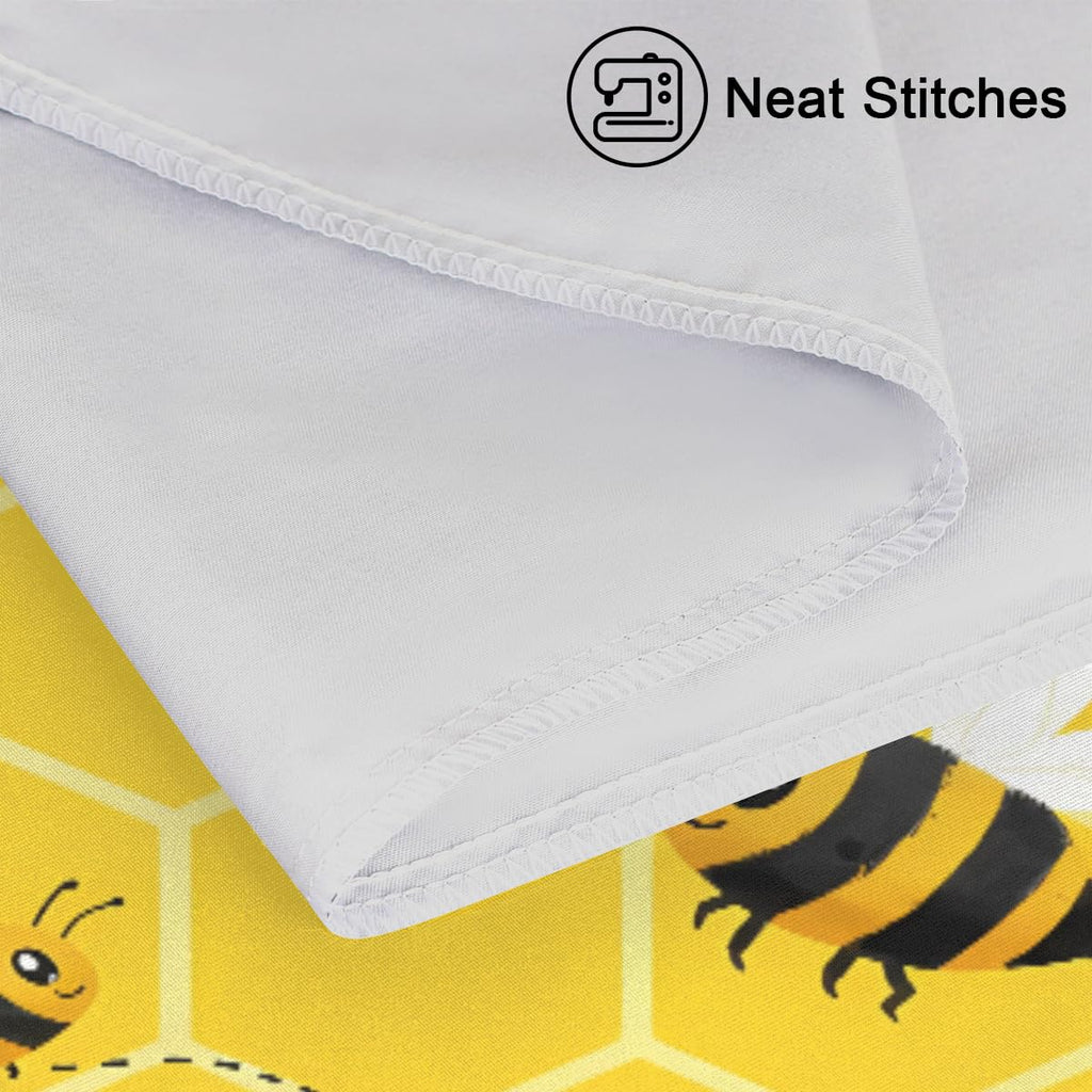 Satin Pillowcase for Hair and Skin, Standard Size Yellow Honeycomb Bee Pattern Decorative Pillow Sham with Envelope