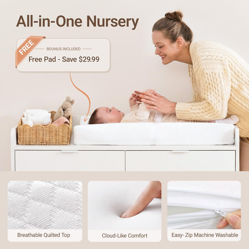 Keeva 6-Drawer Baby Dresser with Changing Table, Easy Assembly