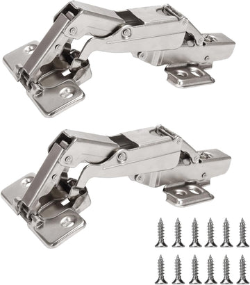 165 Degree Kitchen Cabinet Hinges (1 Pair, 2 PCS) Concealed Hydraulic Adjustable Mounting, Soft Closing Nickel-Plated