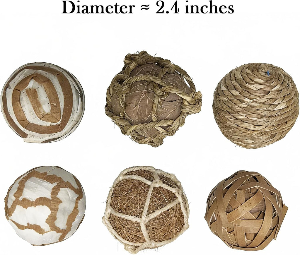 Decorative Balls for Bowl Centerpiece, 2.4 Inch Orbs Spheres Decor Balls Rattan Wicker Balls for Bowl Fillers - Set of 6