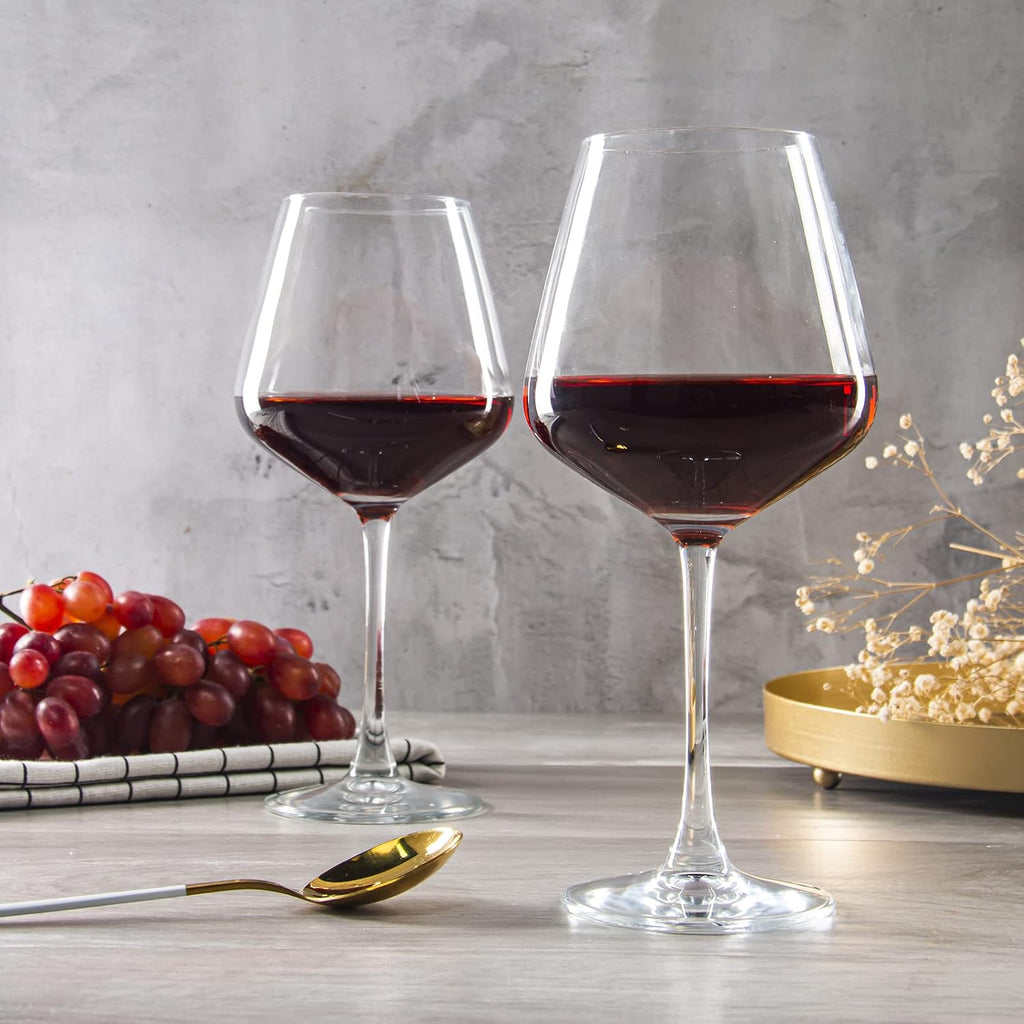 Wine Glasses (Set of 6, 20 Oz), Large Clear Burgundy Wine Glasses for Red Wine, Smooth Rim, Dishwasher Safe
