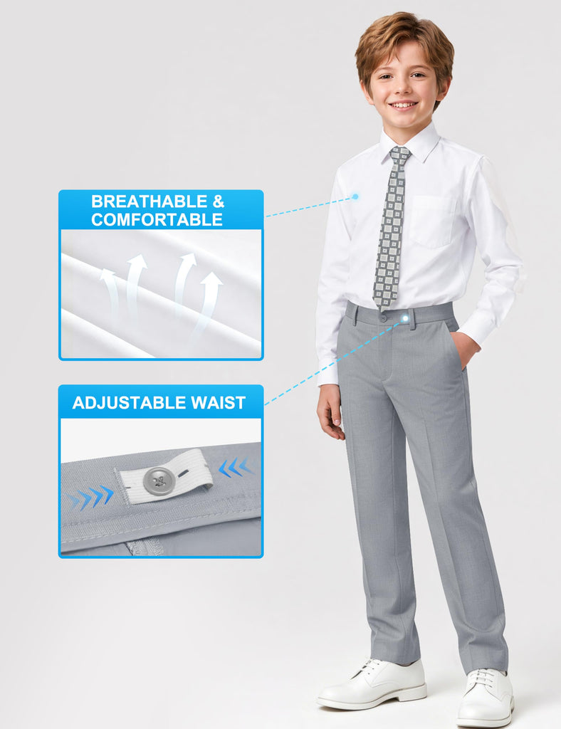 Boys Piece Formal Slim Fit Vest Suit Set, Light Gray, 14