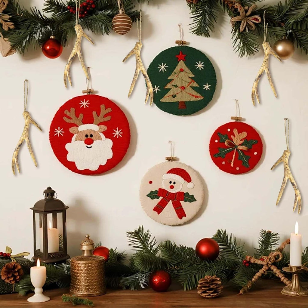 Deer Antler Ornaments Reindeer Antlers Christmas Tree Decor Set - Set of 16