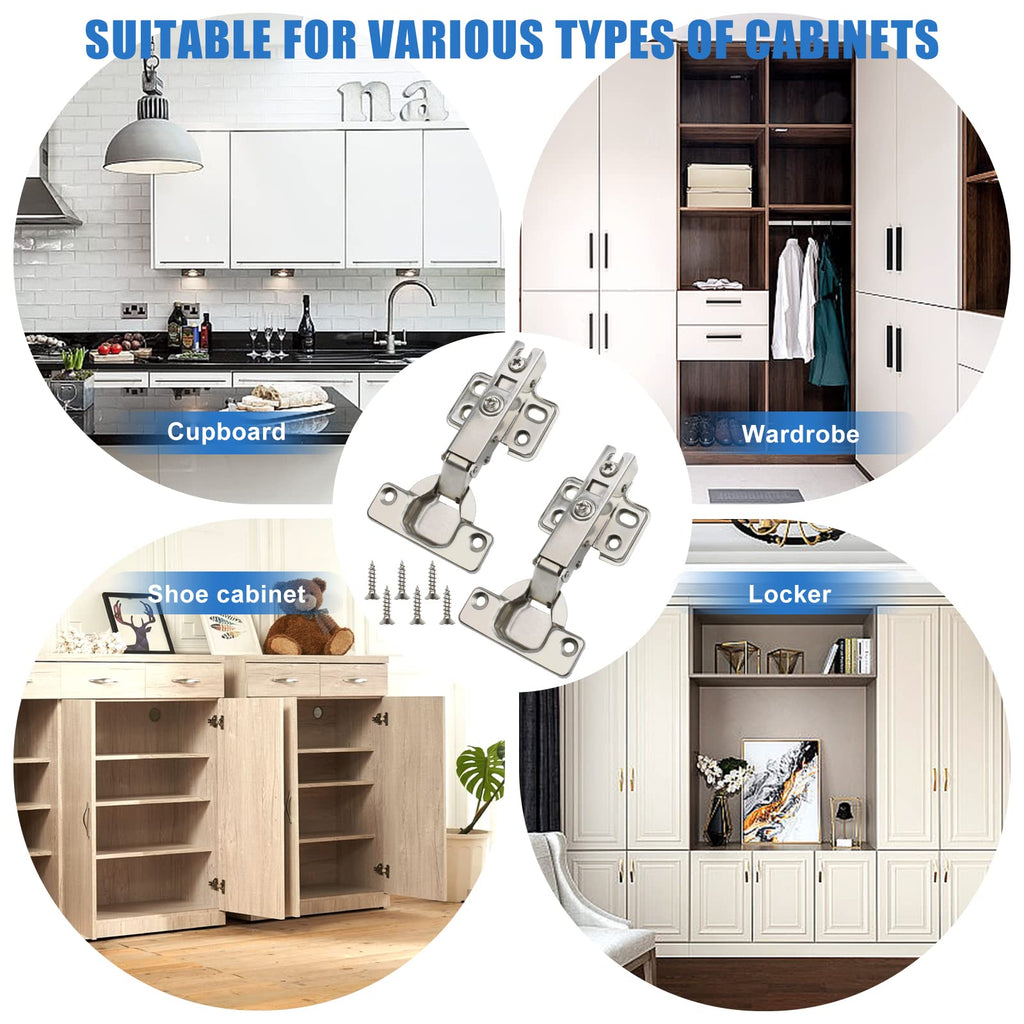 4 Pack 35mm Soft Close Cabinet Hinges, Concealed Full Overlay Hinge