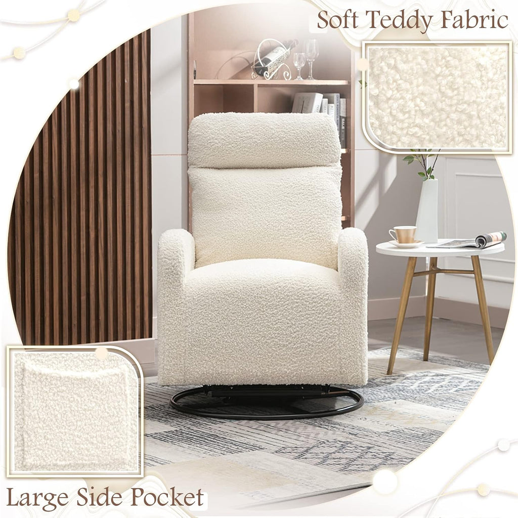 Modern Swivel Glider Chair, Upholstered Accent Glider Rocker for Baby Nursery, Comfy Tall Back Rocking Armchair with