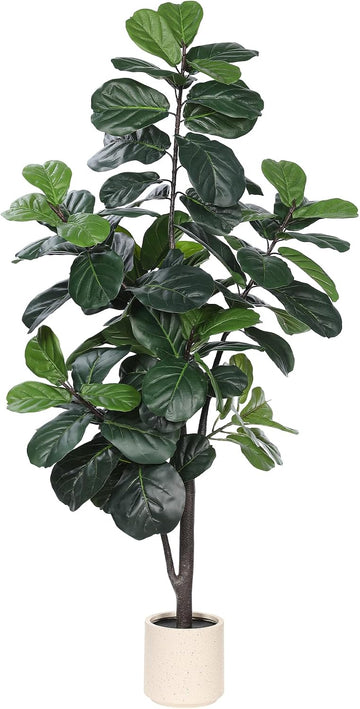 Faux Fiddle Leaf Fig Tree 5ft with Sturdy White Planter