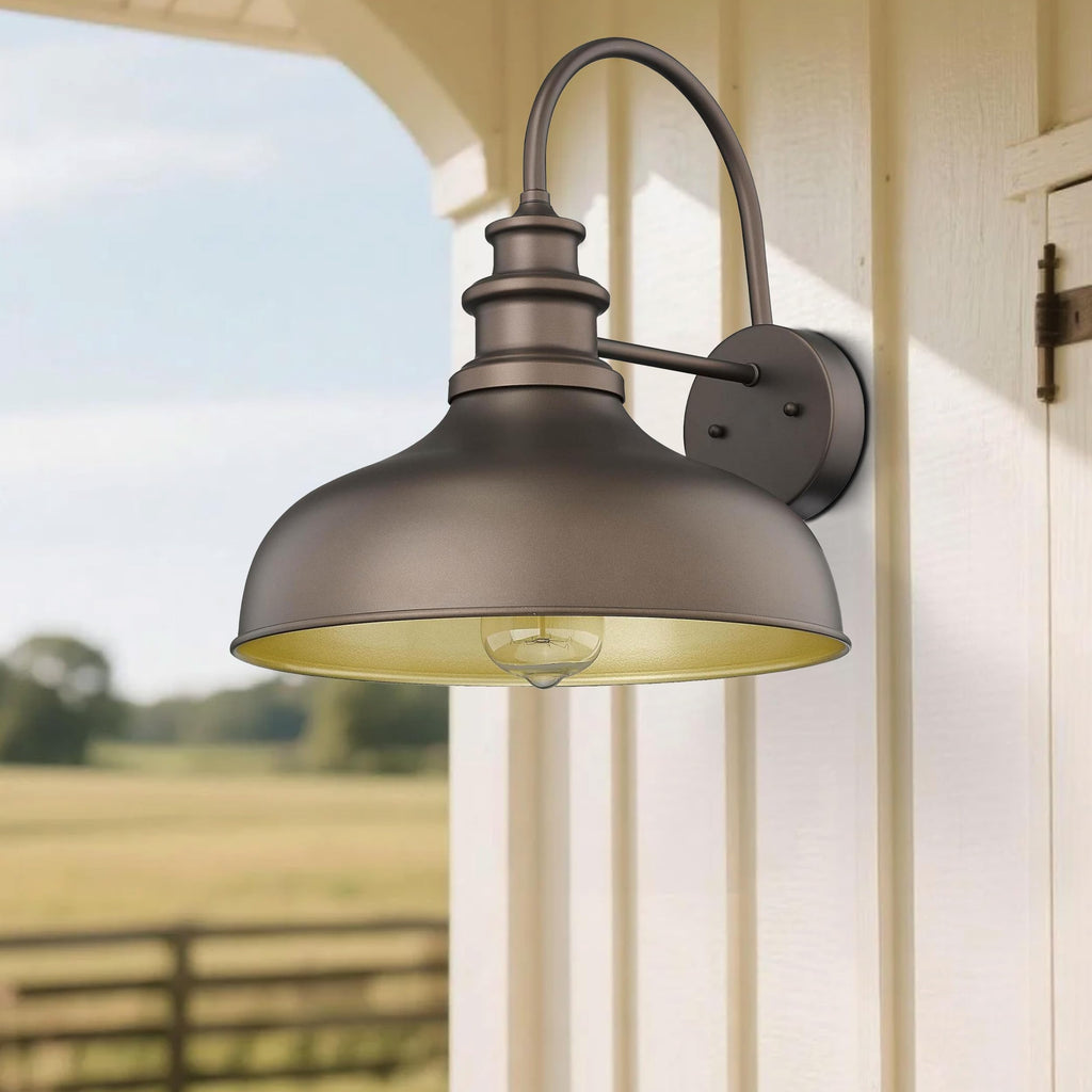 Outdoor Wall Sconce, 2Pack Farmhouse Outdoor Barn Light, Oil Rubbed Bronze