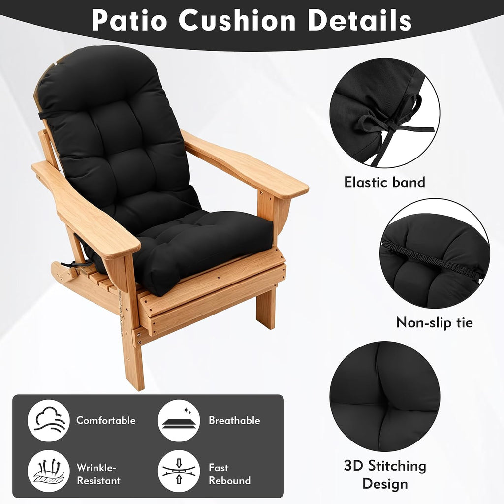 Adirondack Chair Cushion, Rocking Chair Cushion Waterproof, 48x19.7x4.3 inch Patio Cushions with Ties, Thickened High