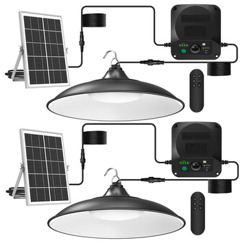 Solar Shed Lights Indoor Outdoor, Motion Sensor Pendant Light Daytime Available with Remote & Button Control