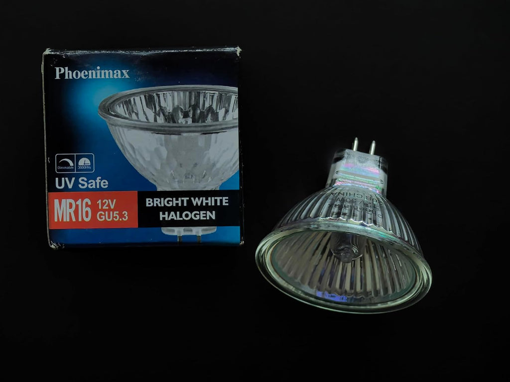 6PCs MR16 12V 50W EXN High Output 800LM Halogen Bulb GU5.3 Pin Base, 2-Inch 38° Beam Angle, UV Stop Tempered Glass