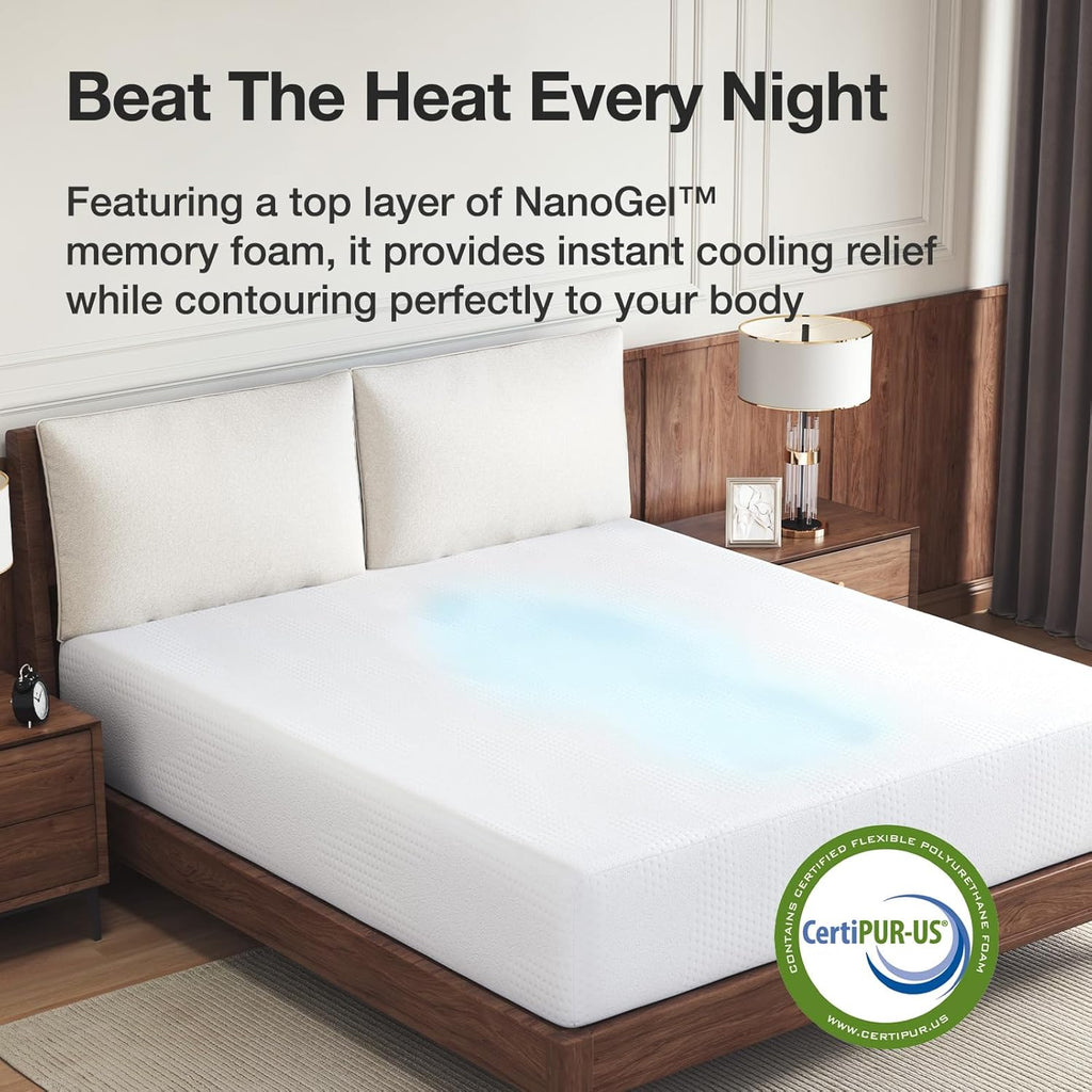 Queen Size Mattress, 14 Inch Gel Memory Foam Mattress for Cooling | Cooling Night Sleep & Pressure Relief & Motion
