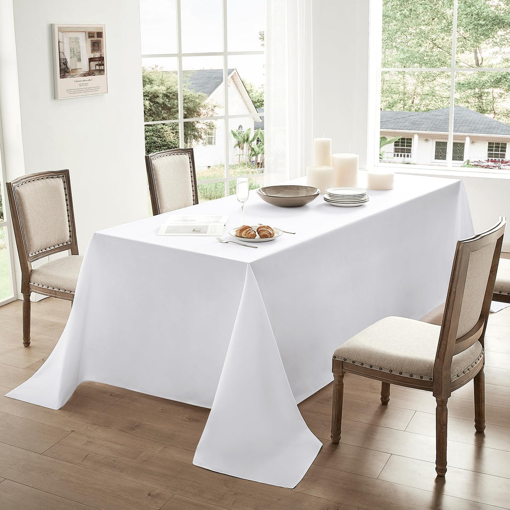 2 Pack White Rectangle Tablecloths 90x132 Inch for 6ft Tables
