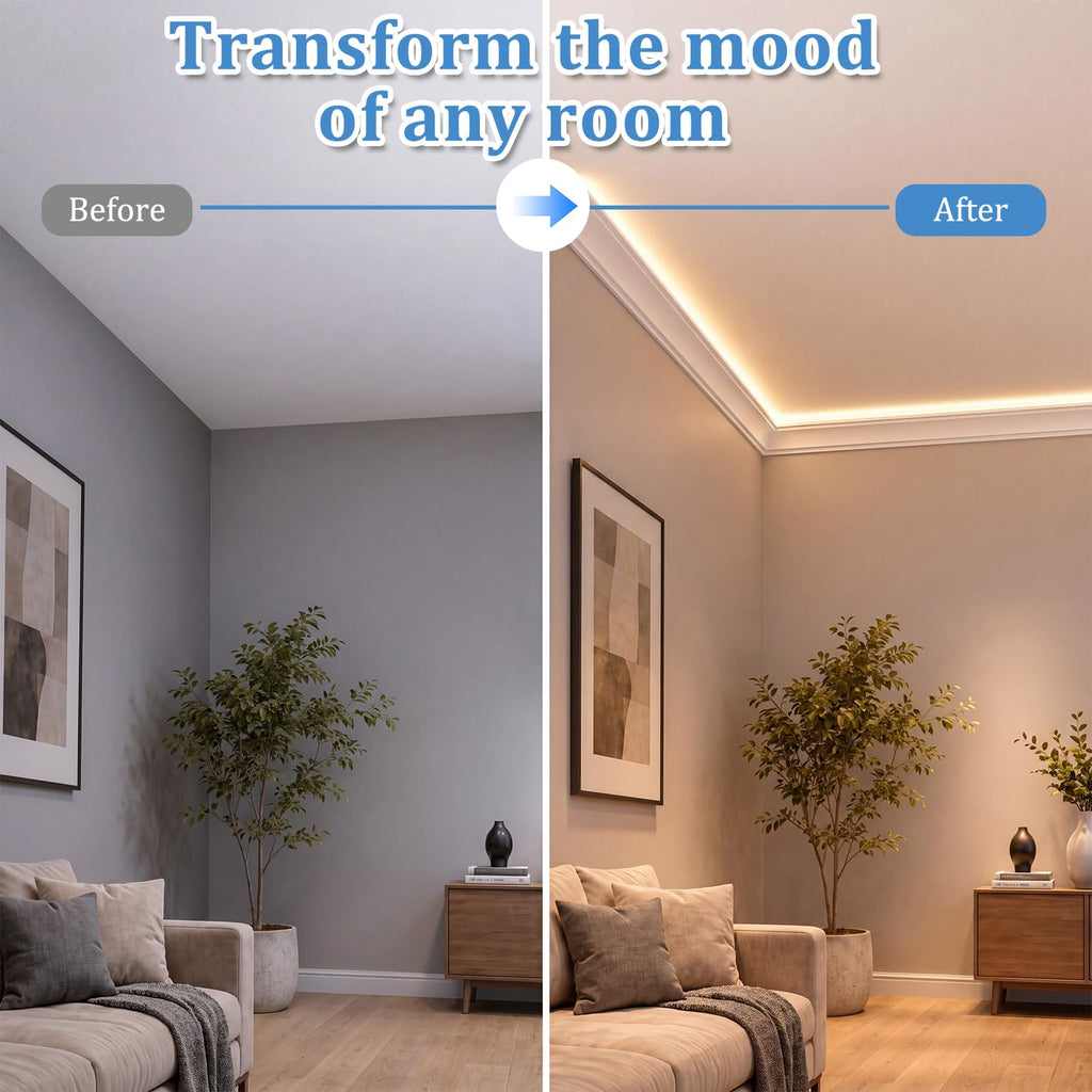 6 Pcs Ceiling LED Crown Molding Trim Decorative with LED Duct Kit