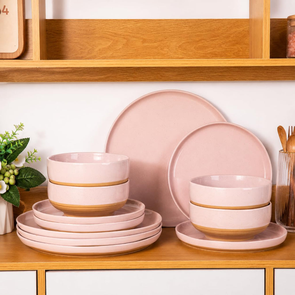 24-Piece Stoneware Dinnerware Set for 6, Plates, Pasta Bowls & Bowls