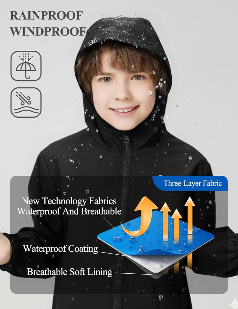 Kids Rain Jacket Lightweight Waterproof Rain Coats Outerwear with Hood for Boys Girls
