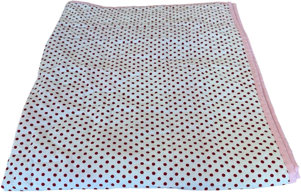 Baby Girl Quilt Hand Sewn Dark Light Pink Bow Ties Polka Dot Back