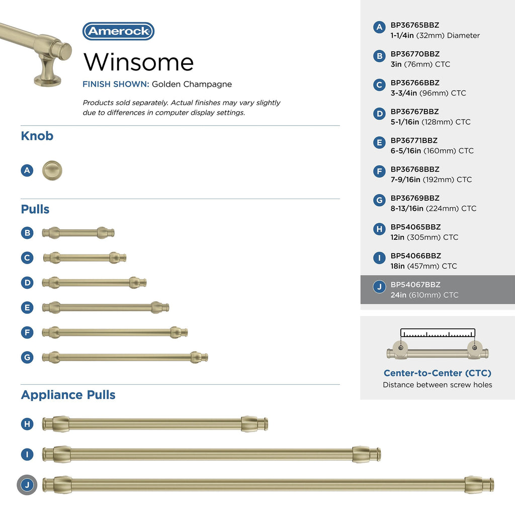 24" Winsome Golden Champagne Appliance Pull