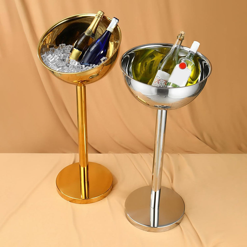 Champagne Ice Bucket Wine Bucket on Stands Easy to Clean and Move Ice Bucket with Stand Standing Ice Bucket for BBQ
