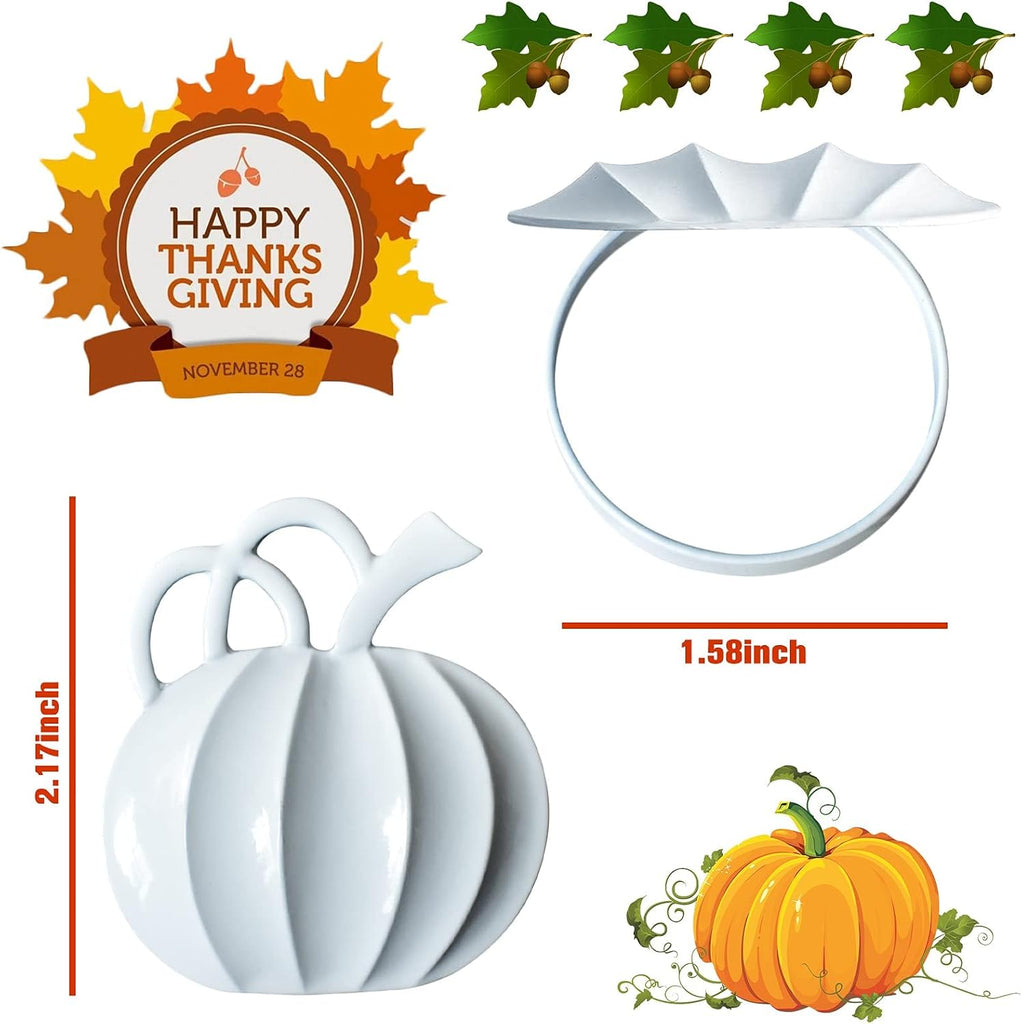 Thanksgiving Pumpkin Napkin Rings, Alloy Fall Napkin Rings Dinner Tables Holders for Thanksgiving Halloween - Set of 12