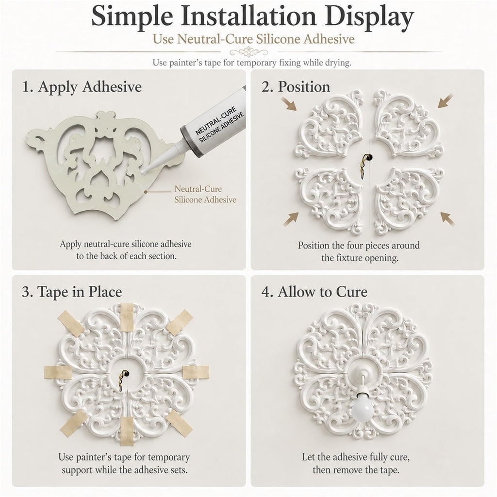 24-Inch OD x 5-Inch ID Split Ceiling Medallion, 4-Piece White PU