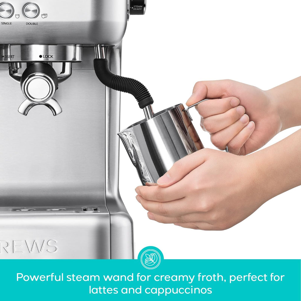Espresso Machine with Grinder and Milk Frother Steam Wand