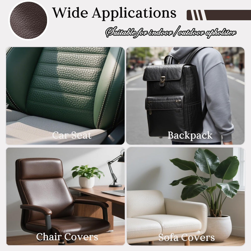 Faux Leather Fabric by The Yard 55" W Durable Outdoor Upholstery Fabric Waterproof PU Leather for Crafts Furniture
