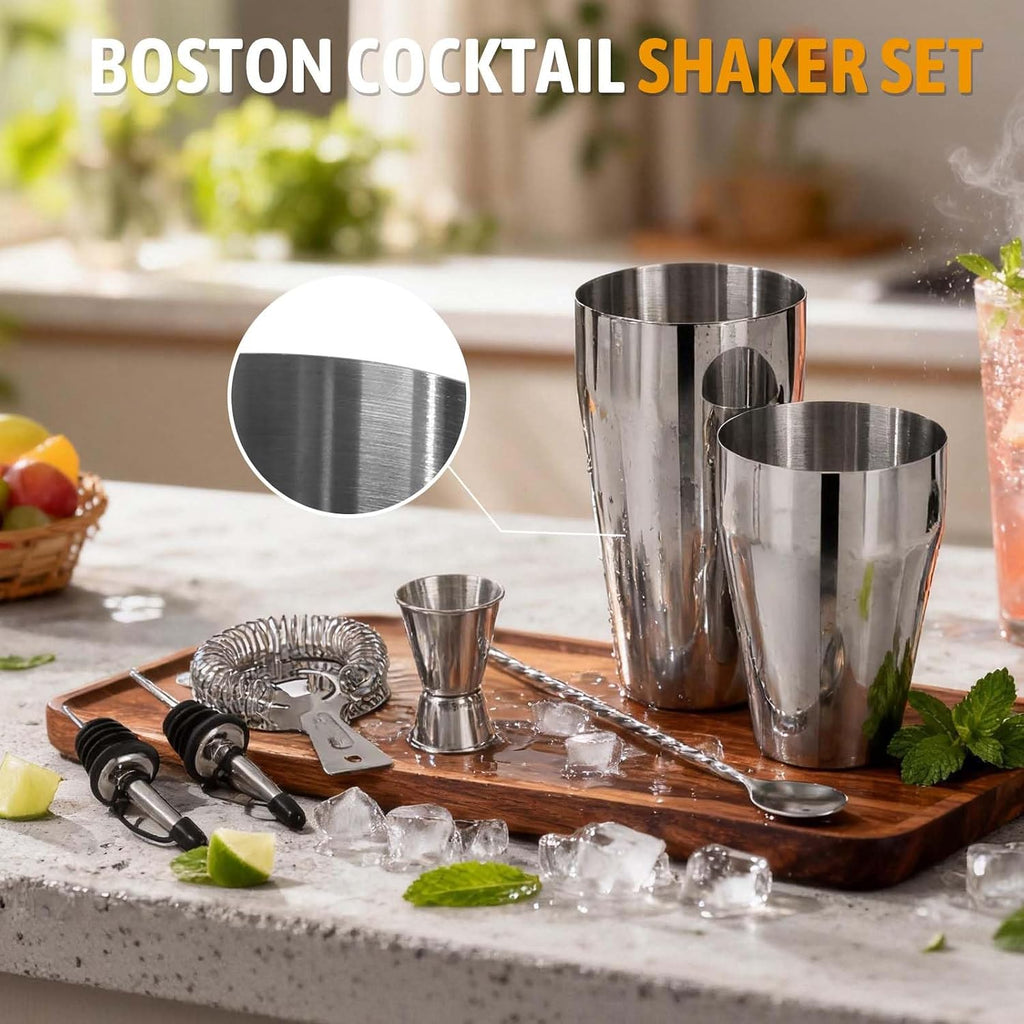 Cocktail Shaker Set, Boston Shakers, Bartending Drink Shaker Kit - Set of 14