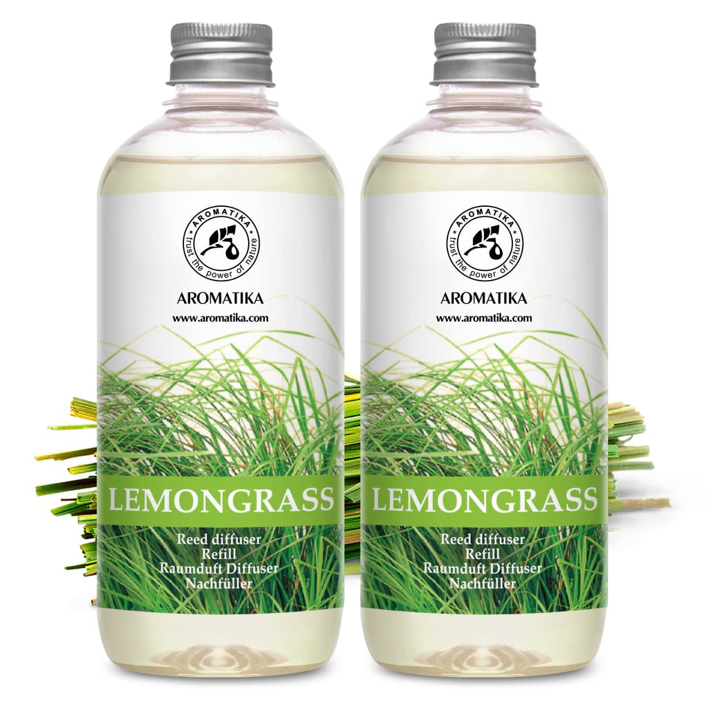Lemongrass Diffuser Refill 34 Fl Oz (2x17 Fl Oz) - Fresh & Long Lasting Fragrance - Refill with Natural Essential