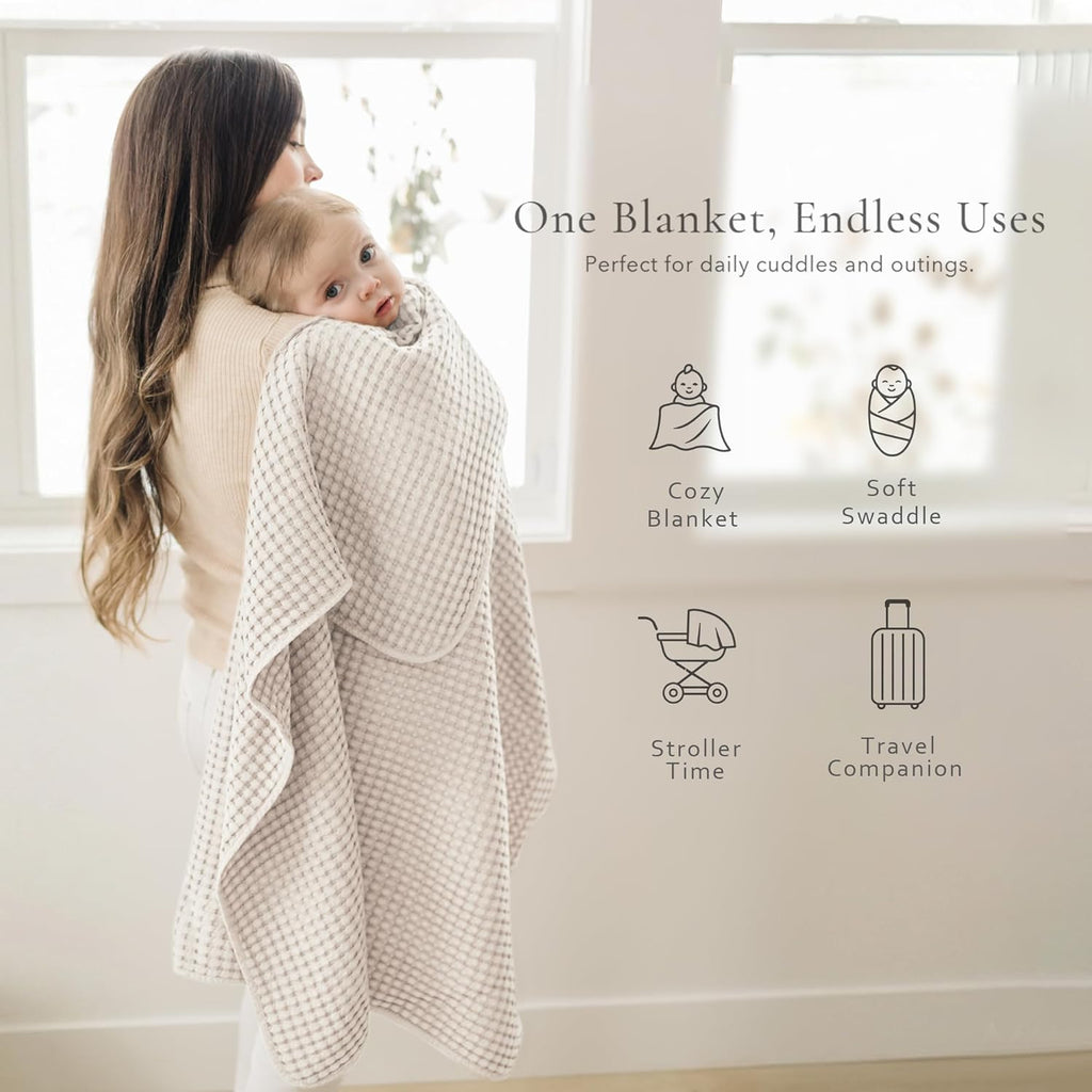Waffle Baby Blanket for Boys & Girls, Soft Newborn Swaddle Blanket