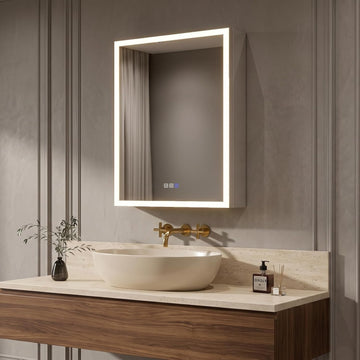 24x30" LED Medicine Cabinet, Anti-fog, Adjustable shelves, Edge-Glow, R | Lighted Medicine Cabinet with Mirror