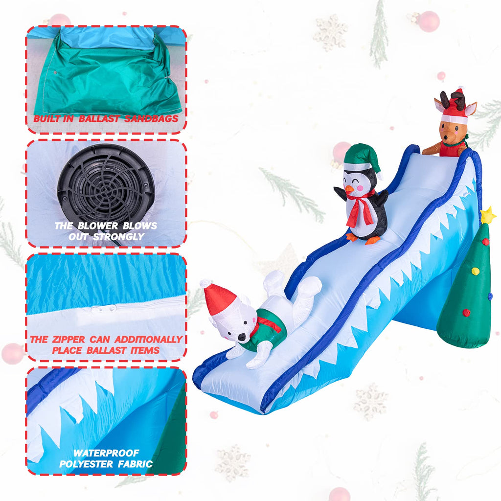 8.2FT Christmas Inflatable Outdoor Penguin Slide Yard Decor