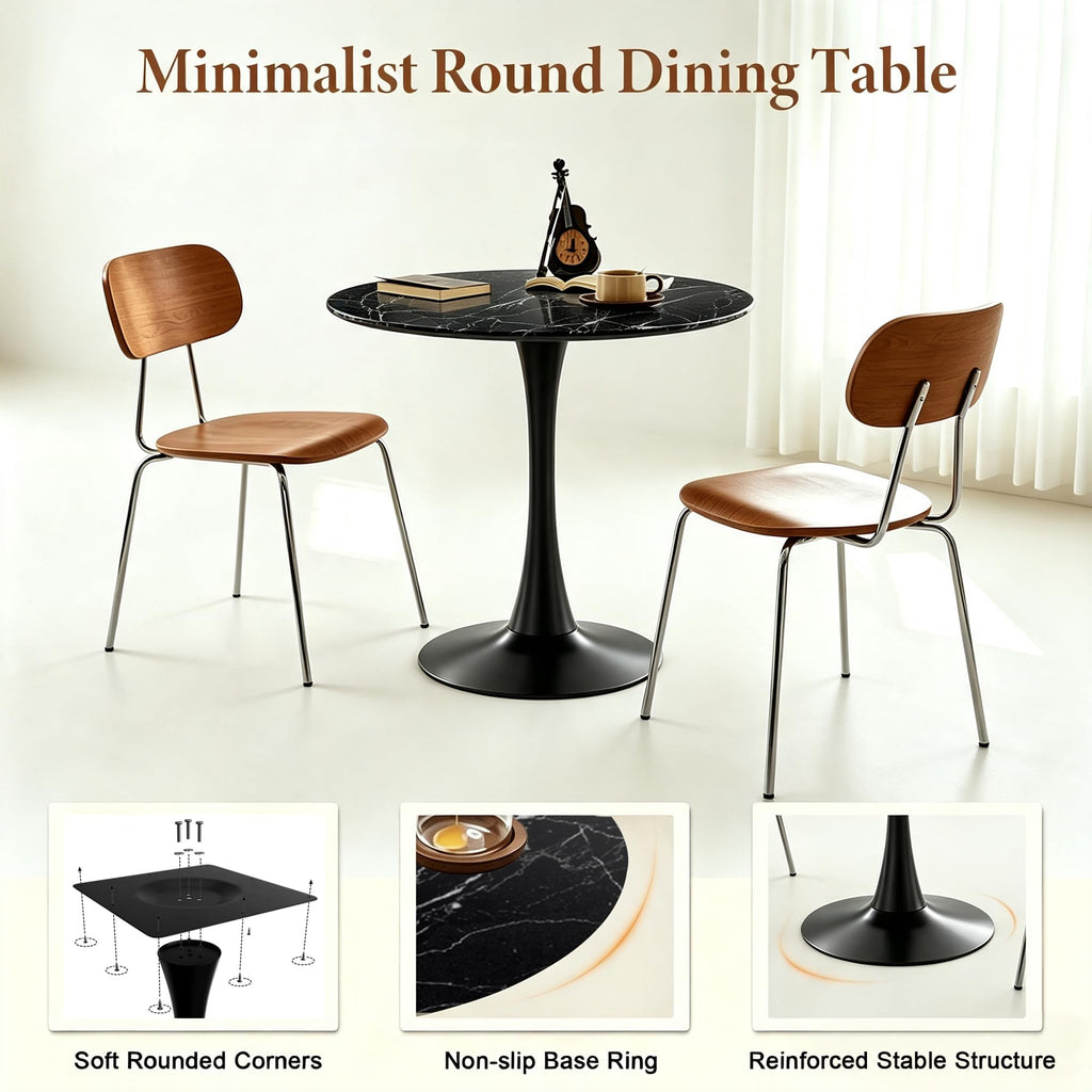 Round Table, Modern Dining Table, MDF Top and Steel Base Tulip Round Kitchen Table, Kitchen Table, Mid Century Coffee