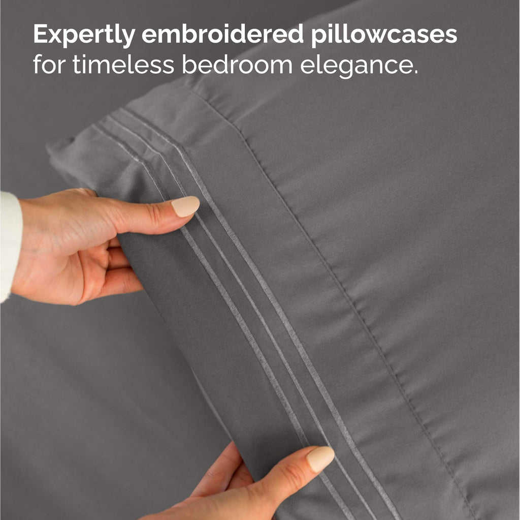 Bulk Case Pack of 10 Split King Size 5 Piece Sheet Sets - Dark Grey