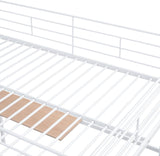 Full Loft Bed with Desk and Wardrobe and Storage Stairs, Loft Beds for Adults, Kids, Teens Metal, White