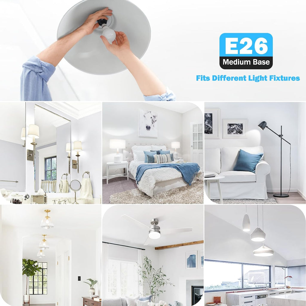 A19 LED Light Bulb 60W Equivalent, Dimmable 5000K Daylight White