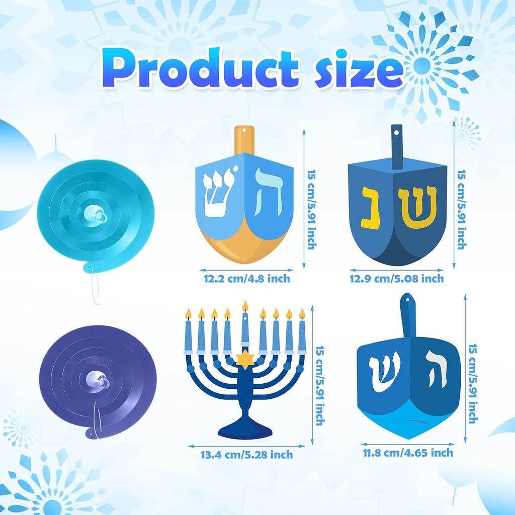 Hanukkah Dreidel Hanging Swirl Decorations Dreidel Hanging Decor for Hanukkah Party Supplies Chanukah Home - Set of 44