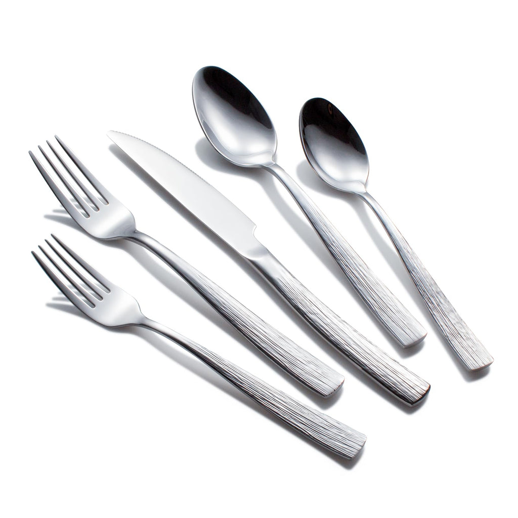 20-Piece Silverware Set for 4, Heavy Duty Stainless Steel Flatware Set with Ripple Handles, Mirror Polished Kitchen