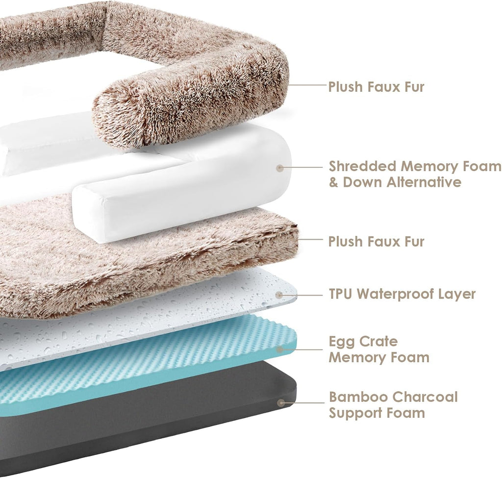 Foldable XXL Dog Bed for Large Sized Dog - 54x38x7.5, Faded Brown