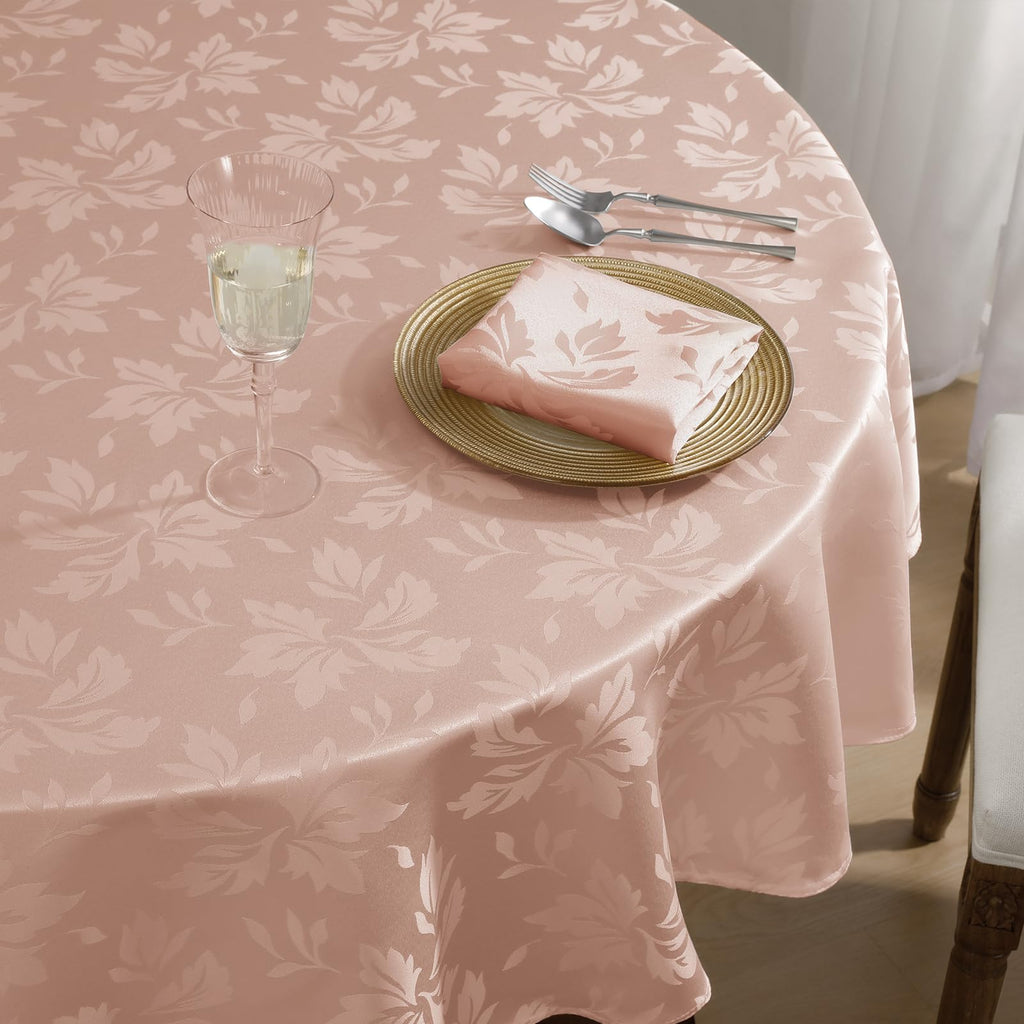 Jacquard Round Tablecloth 70 Inch, Pink