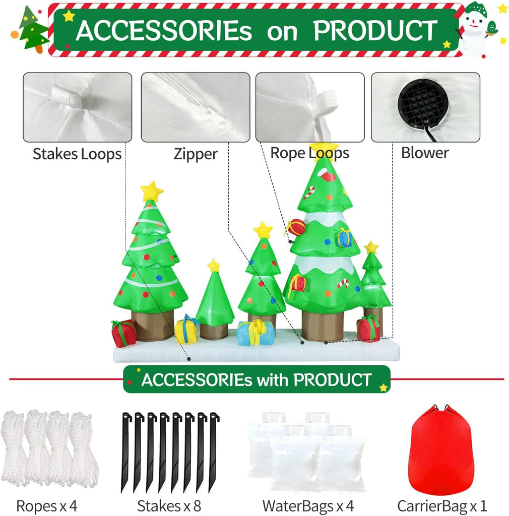 9 FT Long Huge Christmas Inflatable Tree Set Outdoor Decoration with Gift Boxes, LED Lights Holiday Blow Up Yard