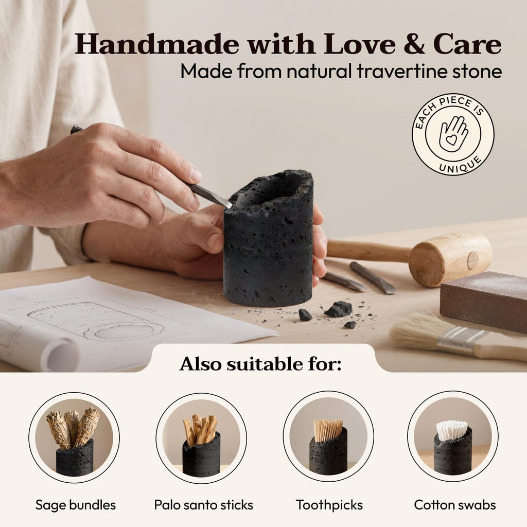 Ceramic Match Holder with Striker - Handmade Match Box - Matches in a Jar Candle - Modern Bathroom & Home - Set of 2