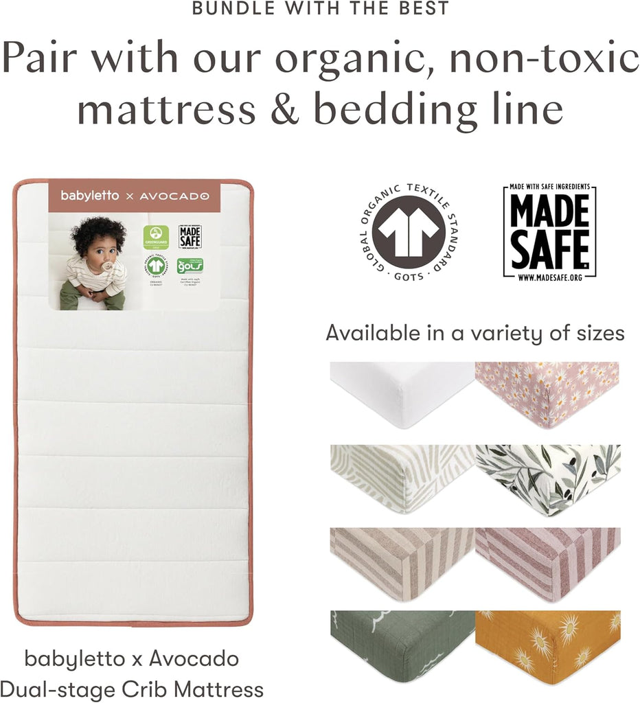 Gelato 4-in-1 Baby Crib, Washed Natural & White | GREENGUARD Gold Certified Convertible Crib - Converts to Toddler