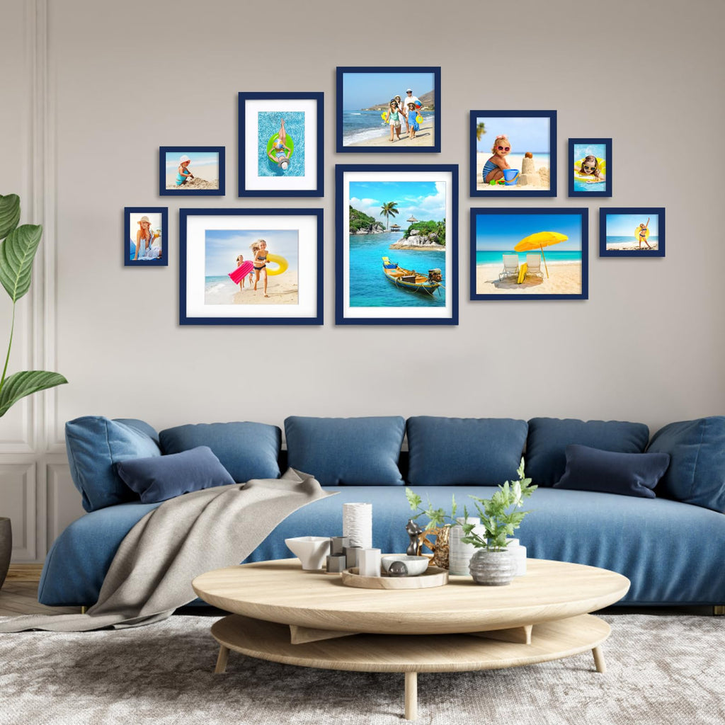 11x14 Picture Frame Made of Solid Wood Covered by Plexiglass, Display Pictures 5x7/8x10 with Mat or 11x14 Without Mat